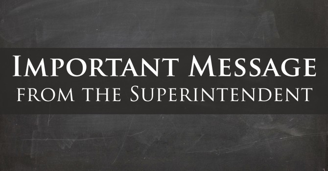 Message from the Superintendent