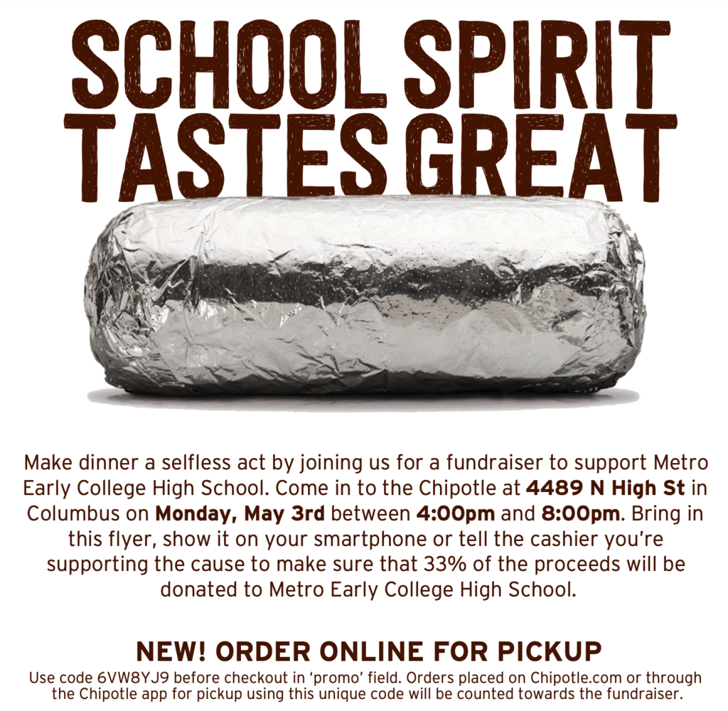 Chipotle fundraiser May 3